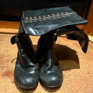 Size 12 Unisex Black Faux Leather Boots